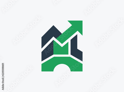 Abstract Graph And Arrow Logo Design For Business Growth