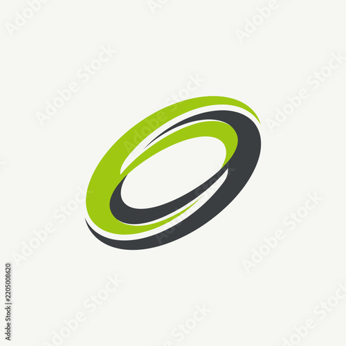 Abstract Green And Grey Oval Shape Logo On White Background