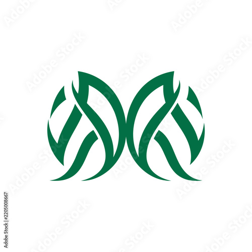 Abstract Green Intertwined Graphic Design Symbol