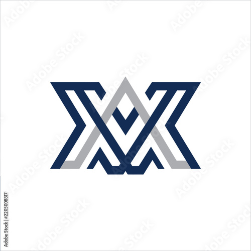 Abstract Geometric Logo Mark Interlocking Monogram Letters AX or VA Design