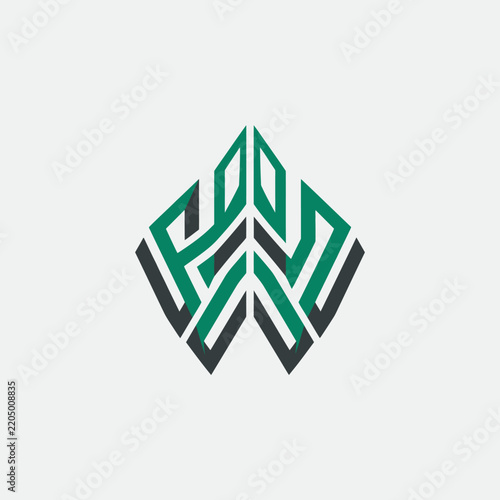 Abstract geometric logo symbol modern design green and grey isolated on transparent background