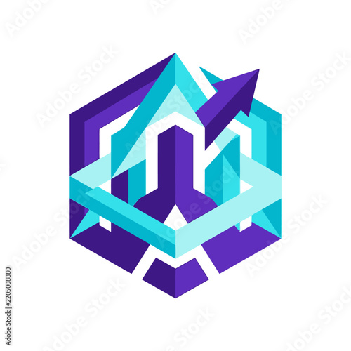 Abstract Geometric Logo with Arrow and Hexagon Shape Modern Corporate Identity Digital Art