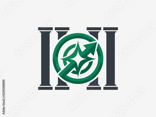 Abstract Geometric Logo with Arrow and Target Isolated