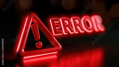 Red warning sign and error message notification