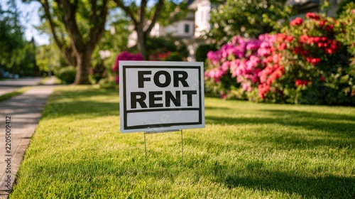 Residential property for rent sign on lawn