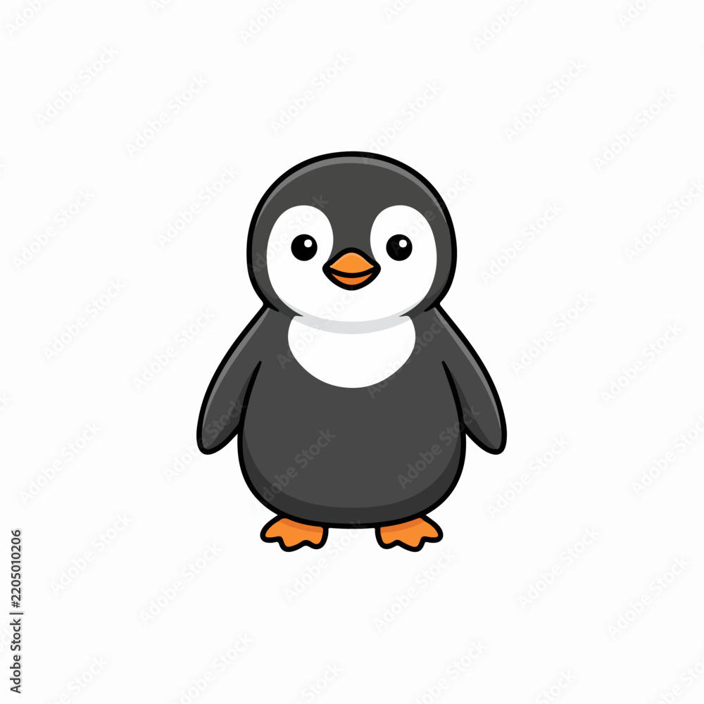 Fototapeta premium Cute cartoon penguin standing