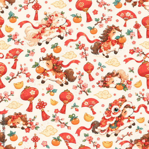 Cute funny animals seamless repeating pattern