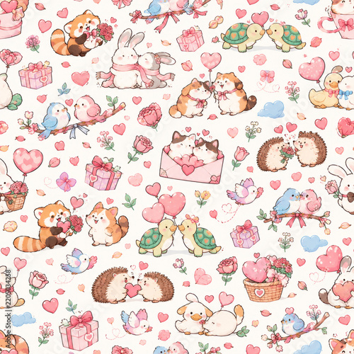 Cute funny animals seamless repeating pattern