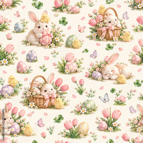 Cute funny animals seamless repeating pattern