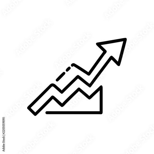 Growth chart graph outline icon for increase and success.