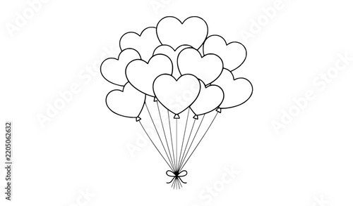 Colorful Pink Heart Balloon Bouquet for Valentine’s Day Vector Illustration