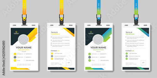 Professional ID card template design with lanyard vector illustration