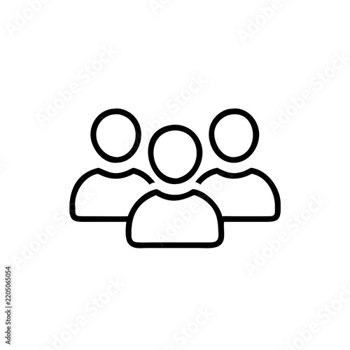 Group of three people icon in outline style.