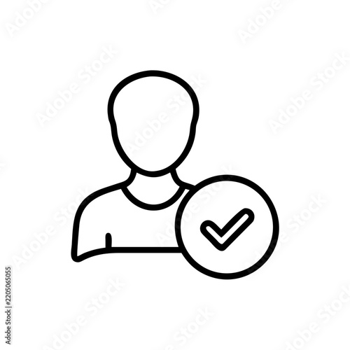Account verified icon vector, user profile with check mark, trusted person.