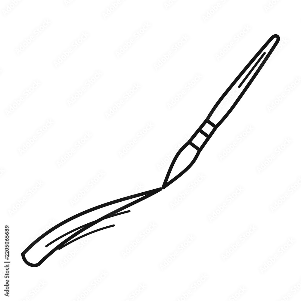 Obraz premium Paint brush line art icon drawing a swoosh stroke