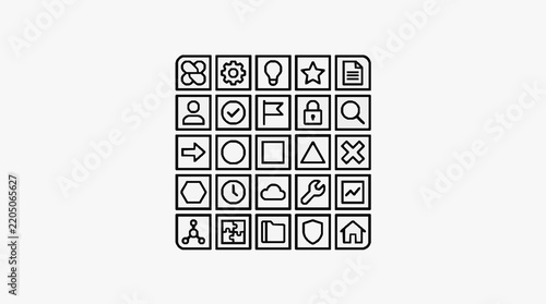 Collection of 30 clean flat icons representing technology business and office concepts