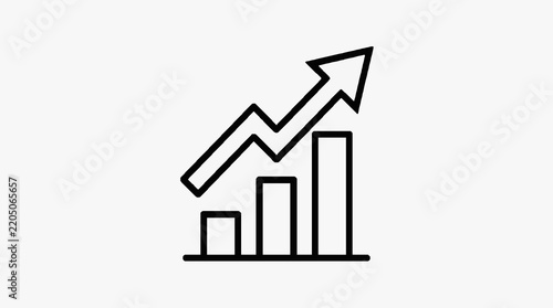 Growth and Success Bar Chart with Ascending Arrow Concept