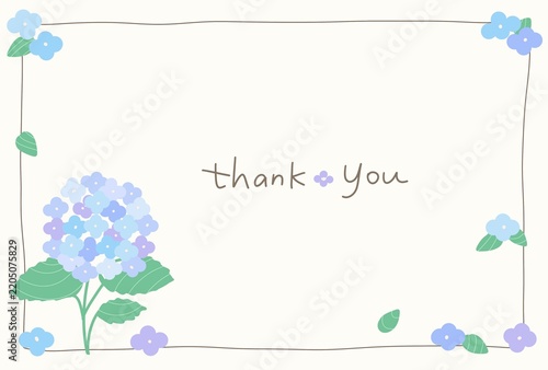 紫陽花のシンプルThank Youカード