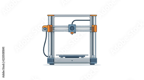 3D printer flat vector icon isolated on white background