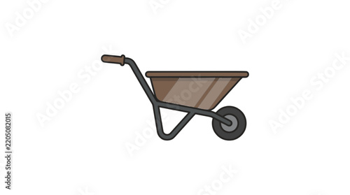 Empty wheelbarrow flat vector icon isolated on white background