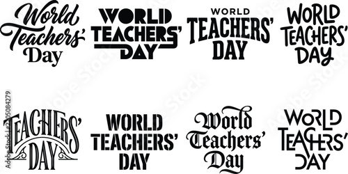 World Teachers Day lettering collections on white background for celebration