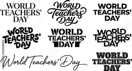 World Teachers Day typography collection with diverse lettering styles for celebrations