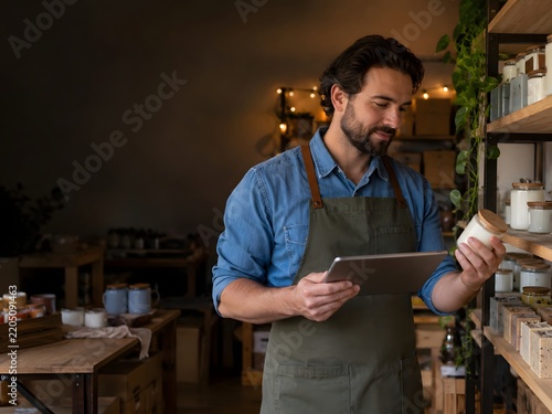 Artisan Shop Owner Managing Inventory