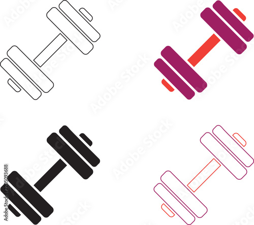 Four dumbbell for fitness and weightlifting in various styles