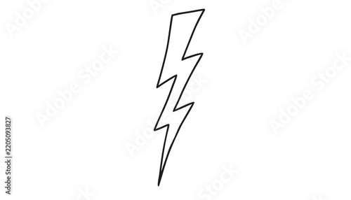 Hand drawn lightning bolt silhouette on a white background