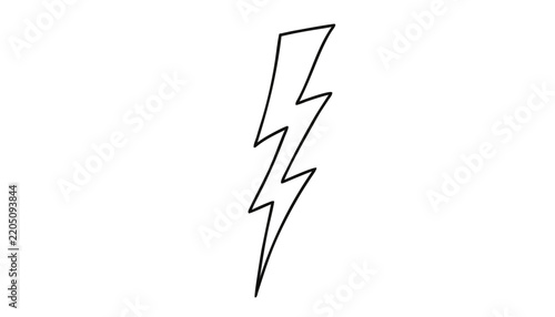 Hand drawn lightning bolt silhouette on a white background