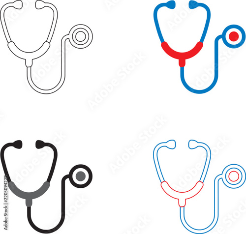Stethoscope for medical use in various outline and solid styles