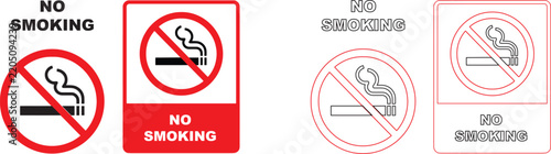 No smoking signage and labels in various outline and solid variations