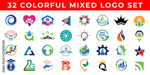 Professional Multicolor Business Logo and Icon Collection With Vector Design.