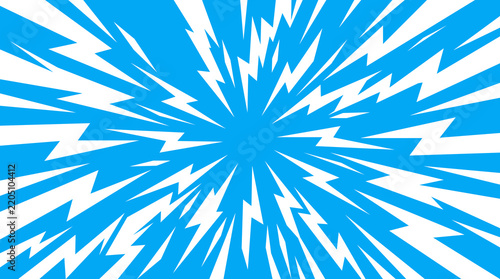 Dynamic comic book lightning bolt pattern with electric blue and white diagonal flash rays for manga action poster and superhero banner design