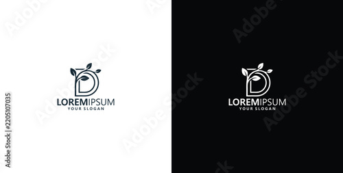 Letter D eco logo vector design with organic leaf elements for sustainable business branding