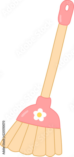  Cute Pastel Broom Cleaning Tool Illustration