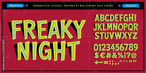 Handwritten Original Typeface Inspired by Vintage Pulp Books, Magazine Covers, B-Movies and Horror Films.