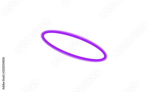 Purple neon ring isolated on transparent background cutout graphic element