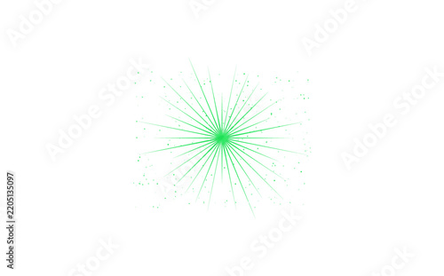 Green burst light isolated on transparent background cutout