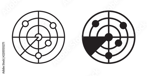 radar icon in black stroke and fill