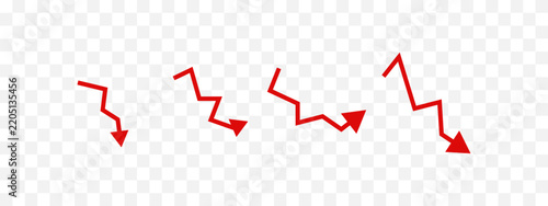 Red Jagged Downward Arrows Set