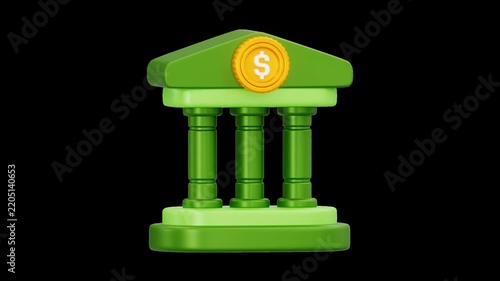 Green Bank Building With Gold Dollar Coin