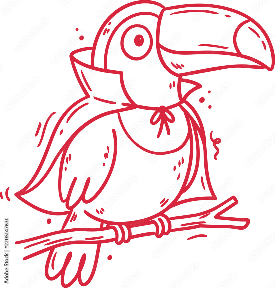 Fototapeta premium Cute toucan wearing a vampire cape for halloween