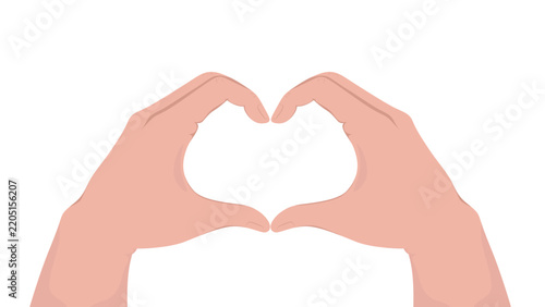 Obraz na plátne Heart shaped hand gesture semi flat color vector icon