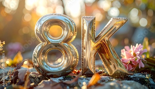 Golden 8K Balloons in Nature - High Resolution Display Technology.