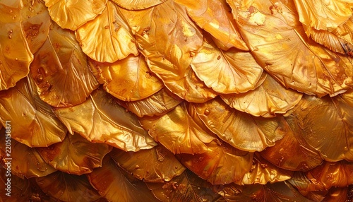 Golden Scales - A Textured Abstract of Metallic Shingles.