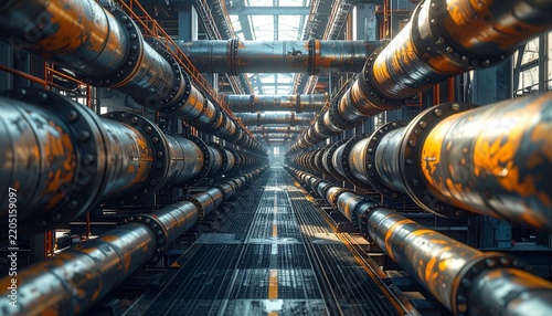 Industrial Pipeline Network - A Complex Web of Pipes and Infrastructure.