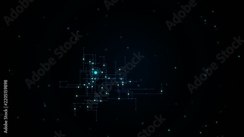 Abstract Digital Technology Network Grid with Glowing Blue Data Nodes Loop Animation