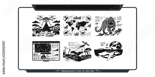 Wildlife Tracking and Environmental Conservation Technology Vector Design