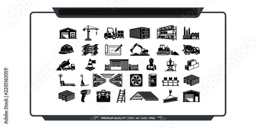 Construction and Industry Icon Set Vector Design